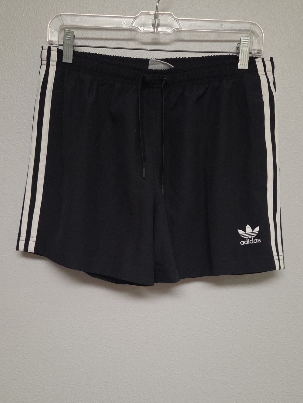 adidas Black Shorts with White Three-Stripe Trim